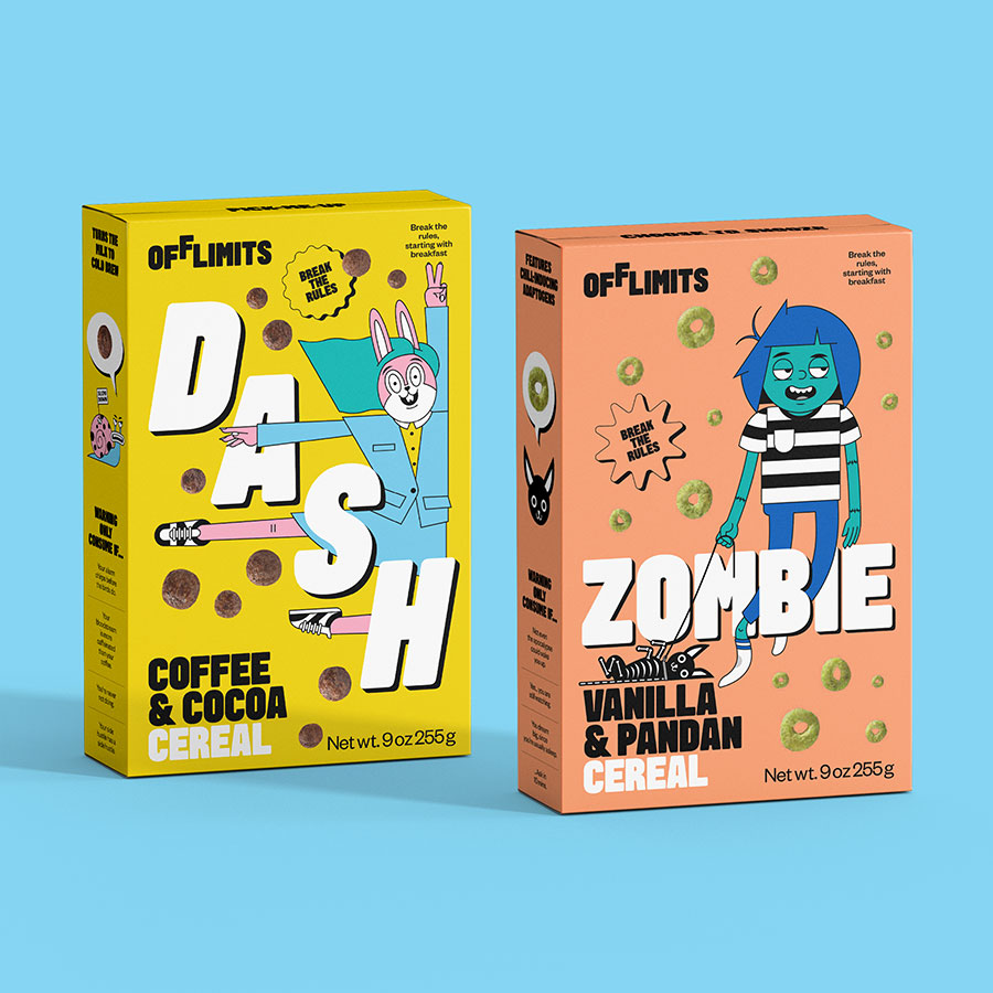 Dash and Zombie: modern cereal mascots?